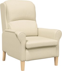vidaXL Nowoczesny fotel Kremowy Tkanina i drewno Średni Kremowy fotel 2