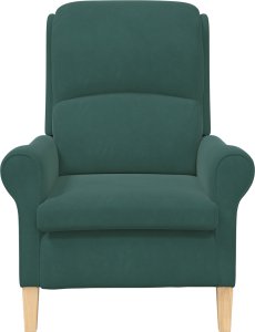 vidaXL Ciemnozielony Fotel Ciemnozielony Materiał z nogami drewnianymi 3