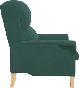 vidaXL Ciemnozielony Fotel Ciemnozielony Materiał z nogami drewnianymi 4