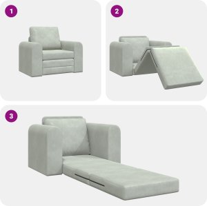 vidaXL Sofa łóżko 2 w 1 jasnoszara 98x71x83 cm 6