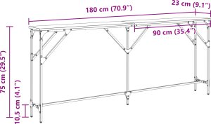 vidaXL Stolik Konsolowy Czarny Dąb 180x23x75 cm Drewno Inżynieryjne 5
