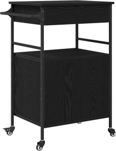 vidaXL Wózek kuchenny Czarny dąb 56x43x89,5 cm 6