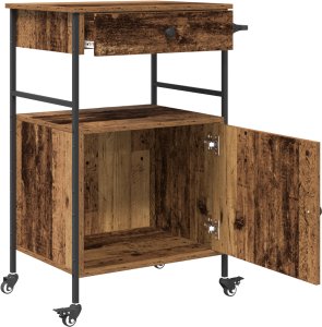 vidaXL Wózek kuchenny Stare Drewno 56x43x89.5 cm Drewno Inżynieryjne 2