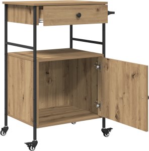 vidaXL Wózek kuchenny Dąb rzemieślniczy 56x43x89,5 cm 2