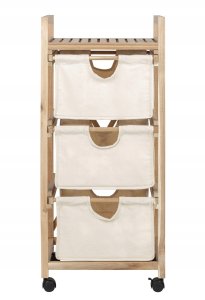 Szafka łazienkowa ACINA z trzema, materiałowymi pojemnikami, drewno akacjowe, WENKO 2