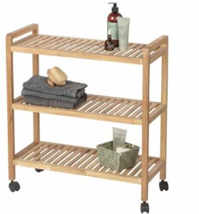 Regał łazienkowy na kółkach NORWAY z trzema półkami, drewno orzechowe, WENKO 4