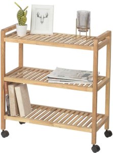 Regał łazienkowy na kółkach NORWAY z trzema półkami, drewno orzechowe, WENKO 5