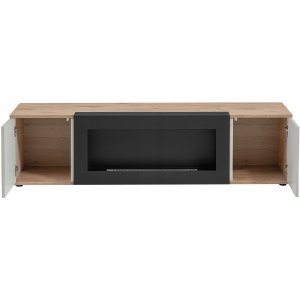 ASM Meble Szafka RTV CATALINA z biokominek Dąb Viking + Kaszmir RYFLOWANY front 160 2