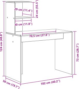 Biurko vidaXL Ciemnobrązowe 102 cm x 50 cm 9