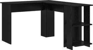 Biurko vidaXL Czarne dębowe biurko narożne Czarne dębowe MDF Średnie 2