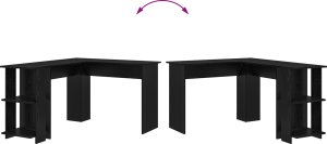 Biurko vidaXL Czarne dębowe biurko narożne Czarne dębowe MDF Średnie 5