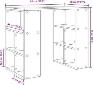Biurko vidaXL Brązowe 90 cm x 50 cm 5