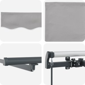 Markiza ręczna vidaXL z LED jasnoszara 350x250 cm, Tkanina wymienna do markizy vidaXL 3,5x2,5 m jasnoszara 6