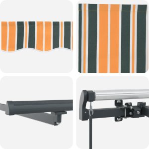 Ręczna markiza chowana vidaXL z LED Zielono-żółta 350x250 cm, Materiał wymienny do markizy vidaXL o wymiarach 3.5x2.5 m Zielono-żółta 7