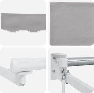 VidaXL Ręczna Markiza Chowana Jasnoszara 400x300 cm, VidaXL Materiał do wymiany markizy dla ramy 4x3 m Jasnoszary 7