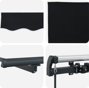 vidaXL Czarna ręczna markiza 400x300 cm, Tkanina do wymiany markizy dla ramy 4x3 m czarna 7