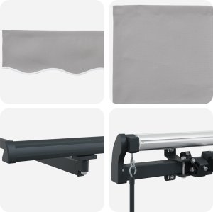 vidaXL Manualna chowana markiza jasnoszara 400x300 cm, Tkanina zastępcza do markizy na ramę 4x3 m jasnoszara 6