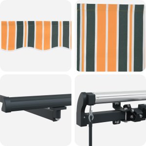 Manualna markiza chowana vidaXL zielona i żółta 400x300 cm, Materiał zamienny do markizy vidaXL na ramę 4x3 m zielona i żółta 7