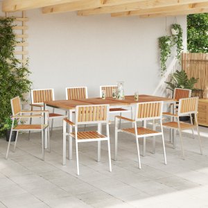 vidaXL Krzesła ogrodowe do układania 8 szt. 54,5x56x87 cm Lite drewno tekowe, Krzesła ogrodowe do układania 4 szt. Lite drewno tekowe i metal 2