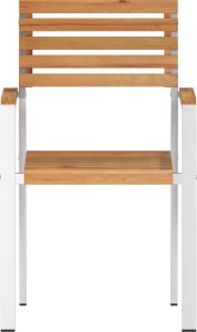 vidaXL Krzesła ogrodowe 8 szt 54.5x56x89 cm Lite drewno tekowe, Krzesła ogrodowe do układania w stos 4 szt Lite drewno tekowe i stal 5