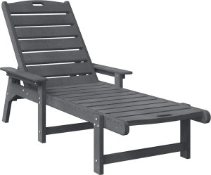 vidaXL Leżaki vidaXL 2 szt Jasnoszary 162x53x98.5 cm HDPE, Leżak vidaXL Jasnoszary 53x162x98.5 cm HDPE 2