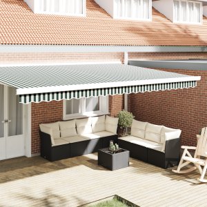 vidaXL Markiza Valance dla ramy 5 m Zielona i Biała 4.8x0.2 m 1