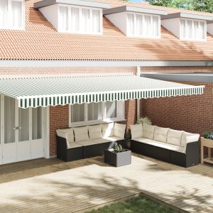 vidaXL Markiza Valance dla ramy 6 m Zielona i Biała 5.8 x 0.2 m 1