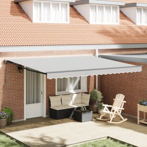 vidaXL Semi-Cassette Awning Frame Retractable Manual Metal 1