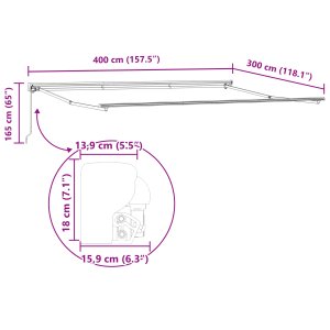 vidaXL vidaXL Semi-Cassette Awning Frame Retractable Manual Metal 9