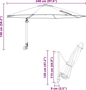 vidaXL Parasol na patio Niebieski Poliester Duży Odchylany 7