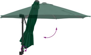 vidaXL Duży Zielony Parasol Patio Metal, Poliester Duży Z regulacją 6