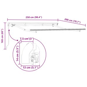 vidaXL Ręczny stelaż markizy teleskopowej 2.5x2 m Metal 10