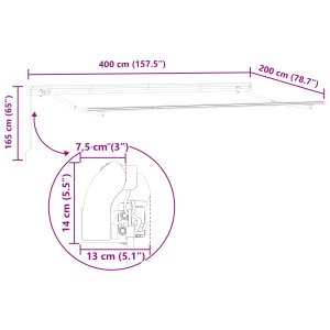 vidaXL vidaXL Konstrukcja markizy Składana Ręcznie Obsługiwana 4x2 cm Metal 8