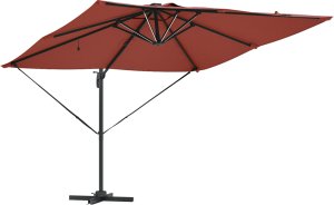 vidaXL Cantilever Roma Parasol z LEDami Terakota 286x285x270 cm Aluminium (42003326) 4