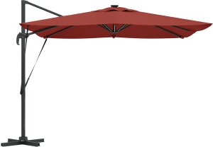 vidaXL Cantilever Roma Parasol z LEDami Terakota 286x285x270 cm Aluminium (42003326) 6
