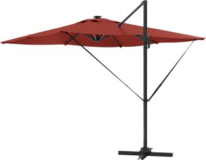 vidaXL Cantilever Roma Parasol z LEDami Terakota 286x285x270 cm Aluminium (42003326) 7