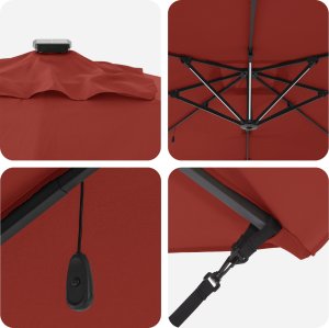 vidaXL Cantilever Roma Parasol z LEDami Terakota 286x285x270 cm Aluminium (42003326) 8
