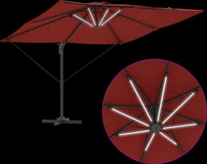 vidaXL Cantilever Roma Parasol z LEDami Terakota 286x285x270 cm Aluminium (42003326) 10