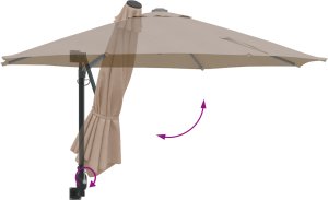 vidaXL Parasol Ogrodowy Taupe Poliester Duży Składany Okrągły 7
