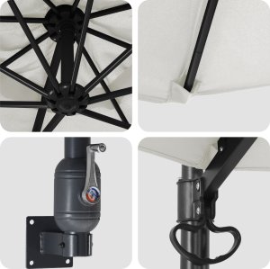 vidaXL Parasol wysięgowy piaskowy poliester, aluminium duży składany (42003227) 6