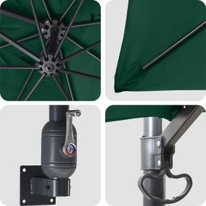 vidaXL Parasol patio Zielony Poliester 300 cm x 300 cm Składany 3