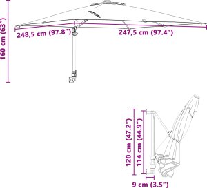 vidaXL Parasol patio Zielony Poliester 300 cm x 300 cm Składany 5