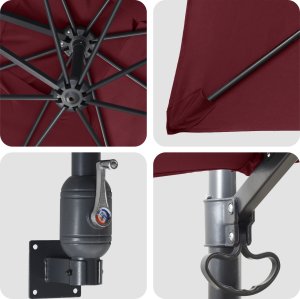 vidaXL Parasol patio Czerwony Bordeaux Tkanina poliestrowa Duży Składany 5
