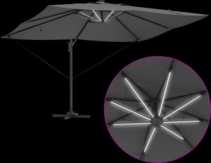 vidaXL Parasol wysięgnikowy Roma z diodami LED antracytowy 352x251x265 cm aluminium 6
