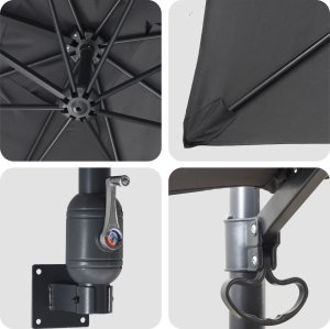 vidaXL Parasol Ogrodowy Antracytowy Poliester, Stal malowana proszkowo 5