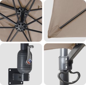 vidaXL Parasol Taupe Poliester Duży Składany Parasol ogrodowy 5
