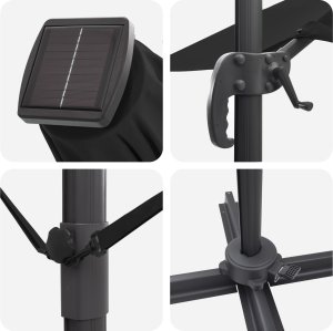 vidaXL vidaXL Parasol Cantilever Roma z LEDami Czarny 352x251x265 cm Aluminium 9