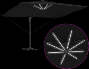 vidaXL vidaXL Parasol Cantilever Roma z LEDami Czarny 352x251x265 cm Aluminium 10