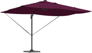 vidaXL Cantilever Roma Parasol with LED Bordeaux Czerwony 352x251x265 cm Aluminium 2