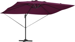 vidaXL Cantilever Roma Parasol with LED Bordeaux Czerwony 352x251x265 cm Aluminium 3